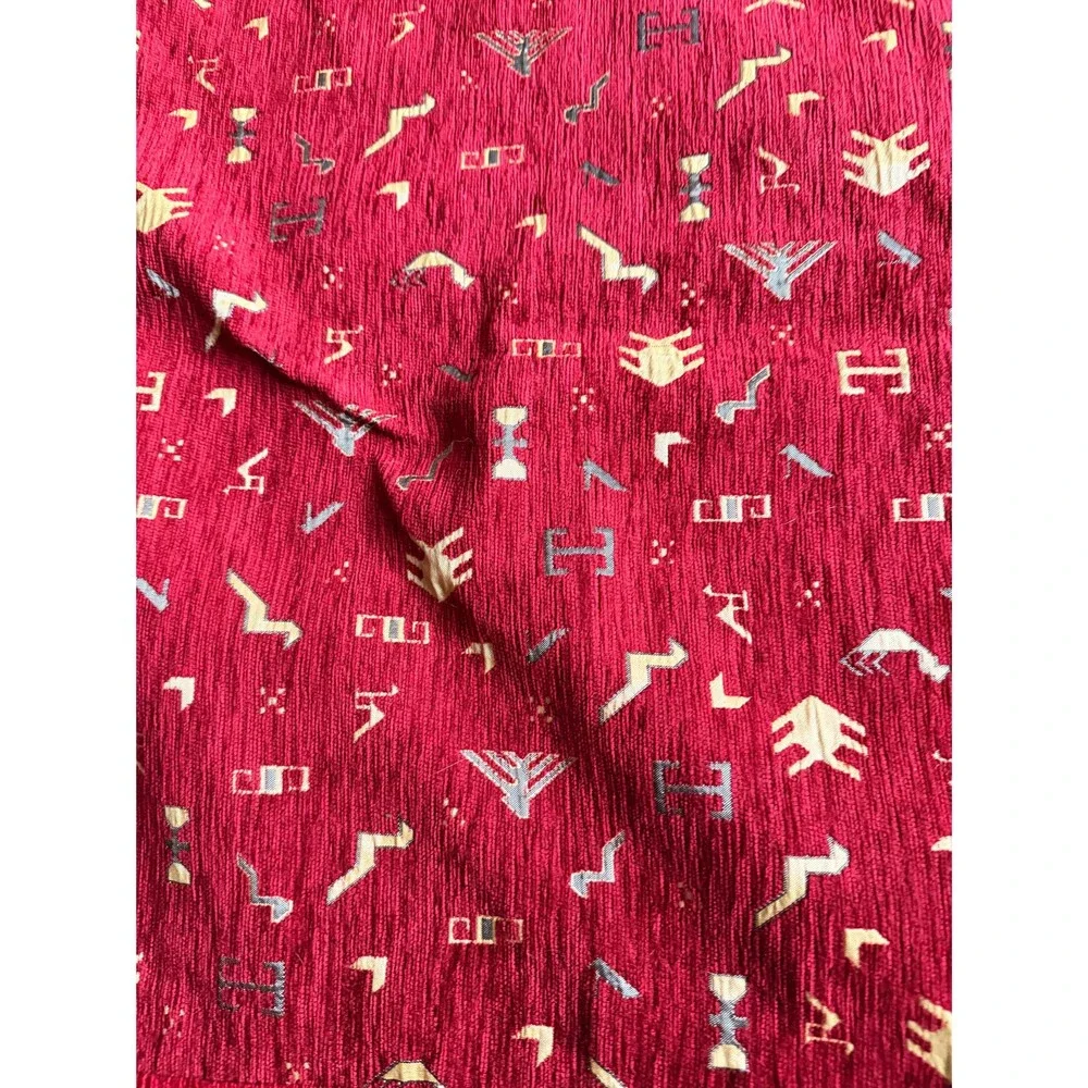 The Loom Alaska Woven Tapestry Throw | Red Geometric Coverlet 62x60 | Lodge Sout
